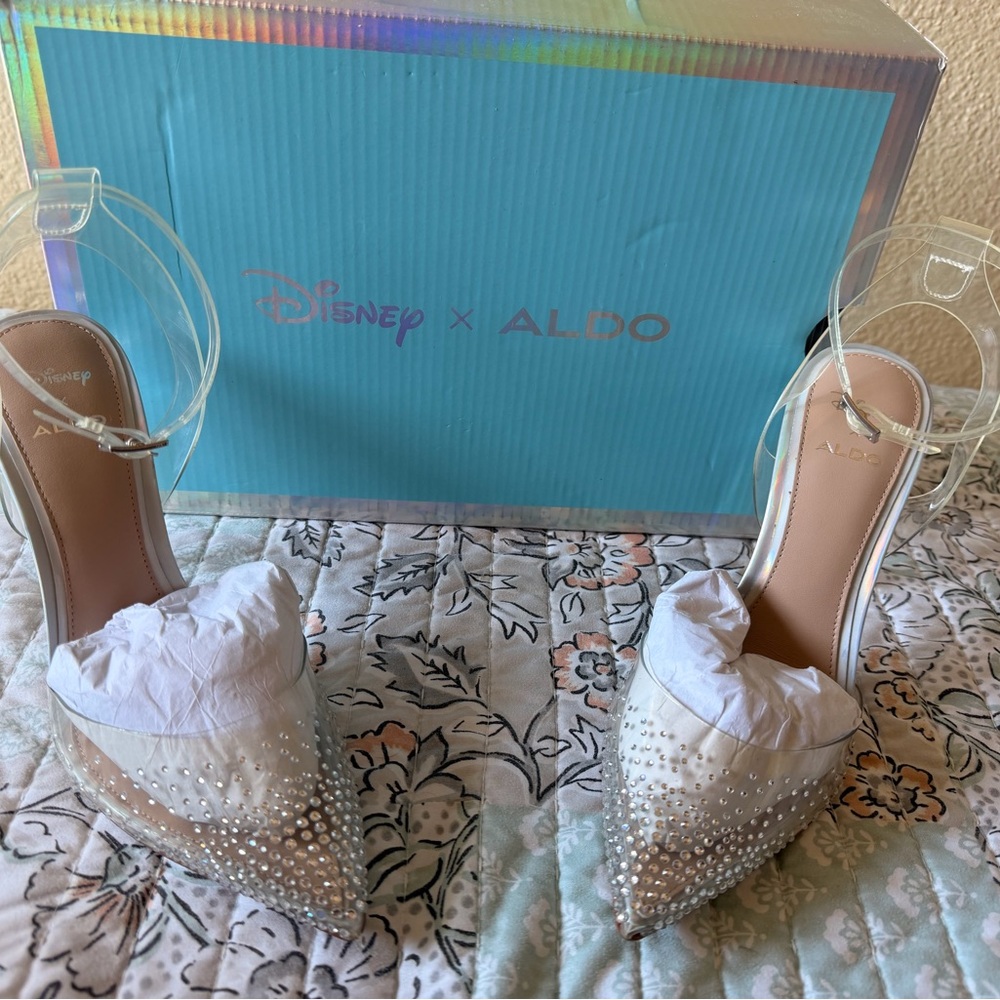 Aldo White Pearl-Embellished Clear-Strap Pointed Mules - Picture 1 of 4